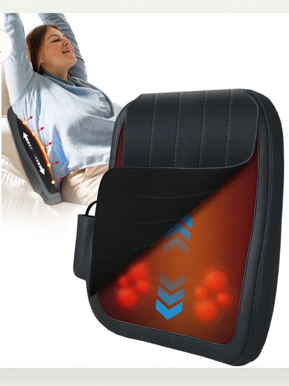 NEW Lower Back Massager with Heat, Shiatsu & Vibration Massage for Chair & Car